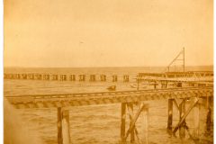 Railroad tracks on trestles